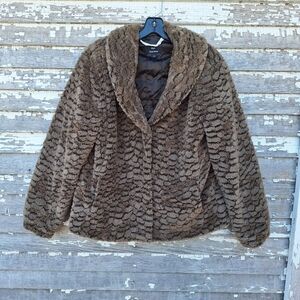 Dennis Basso Faux Fur Coat Size Large